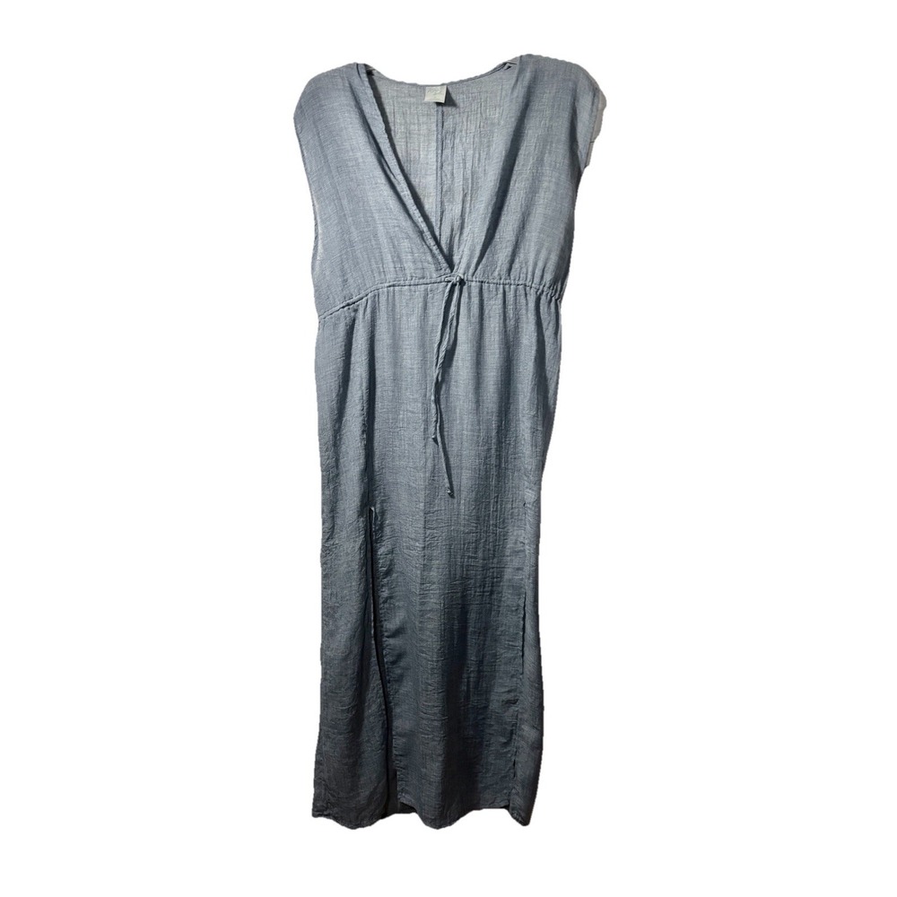 Chambray Dress Womens Tie-Front Midi Cover Up  Classic Sz M Resort Clean Girl - Picture 2 of 12